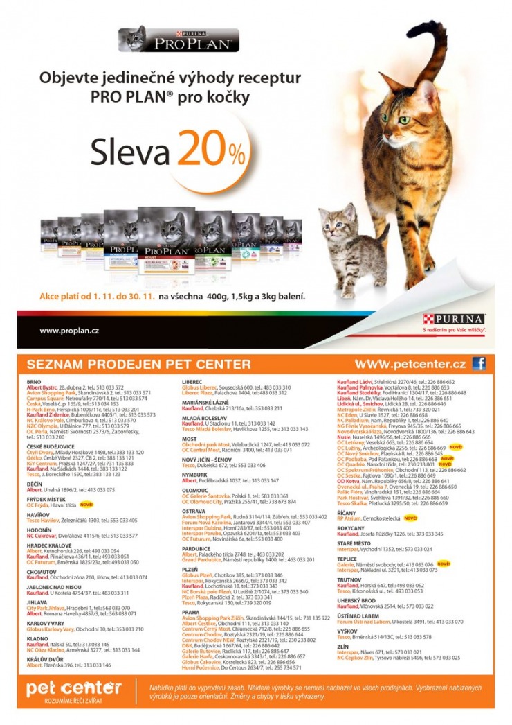 leták Pet Center Akční leták od 1.11.2014 strana 1 leták Pet Center Akční leták od 1.11.2014 strana 1